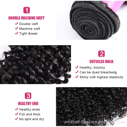 Natural Color Kinky Curly Human Hair Weave Extension Double Weft Raw Indian Curly Cuticle Aligned Virgin Human Hair Bundle
